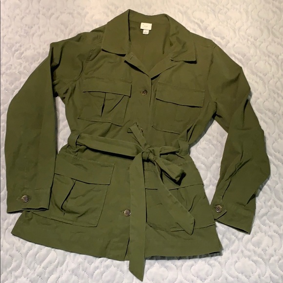 a new day Jackets & Blazers - Olive Womens L cargo military jacket tie waist